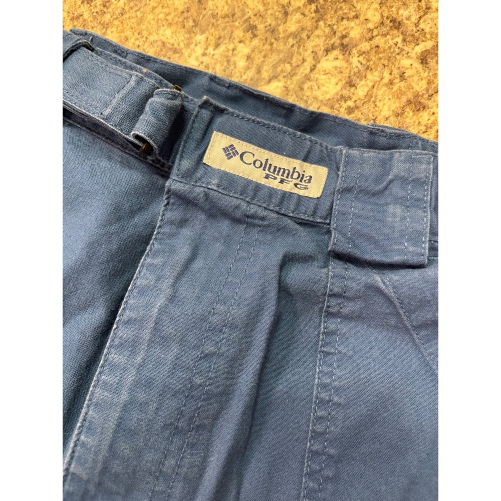 Columbia PFG Mens Medium Blue Elastic Waist Cargo Fishing Shorts